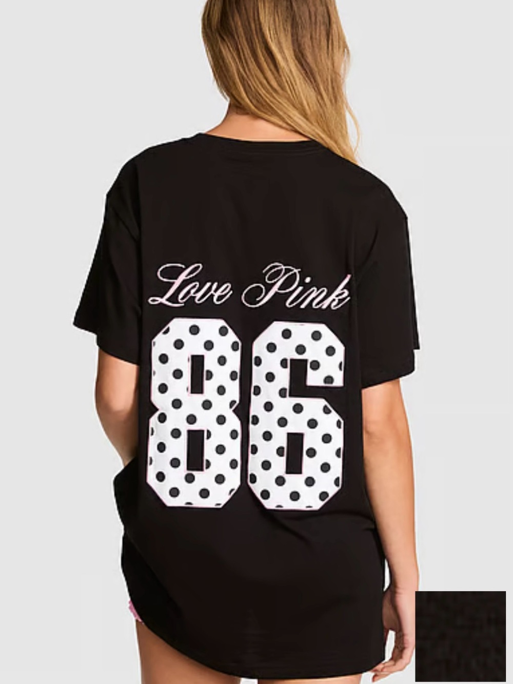 New XS M Victoria’s Secret PINK Black Polka Dot Tee Shirt Cotton Top SOLD OUT